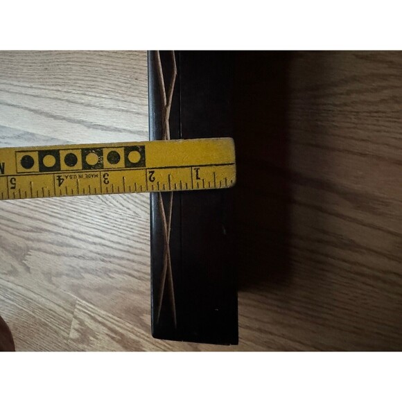 Haitian Wood Trinket Jewelry Box W/ Lid Hand Carved In Haiti 9 1/2‎ X 2 - Picture 7 of 8